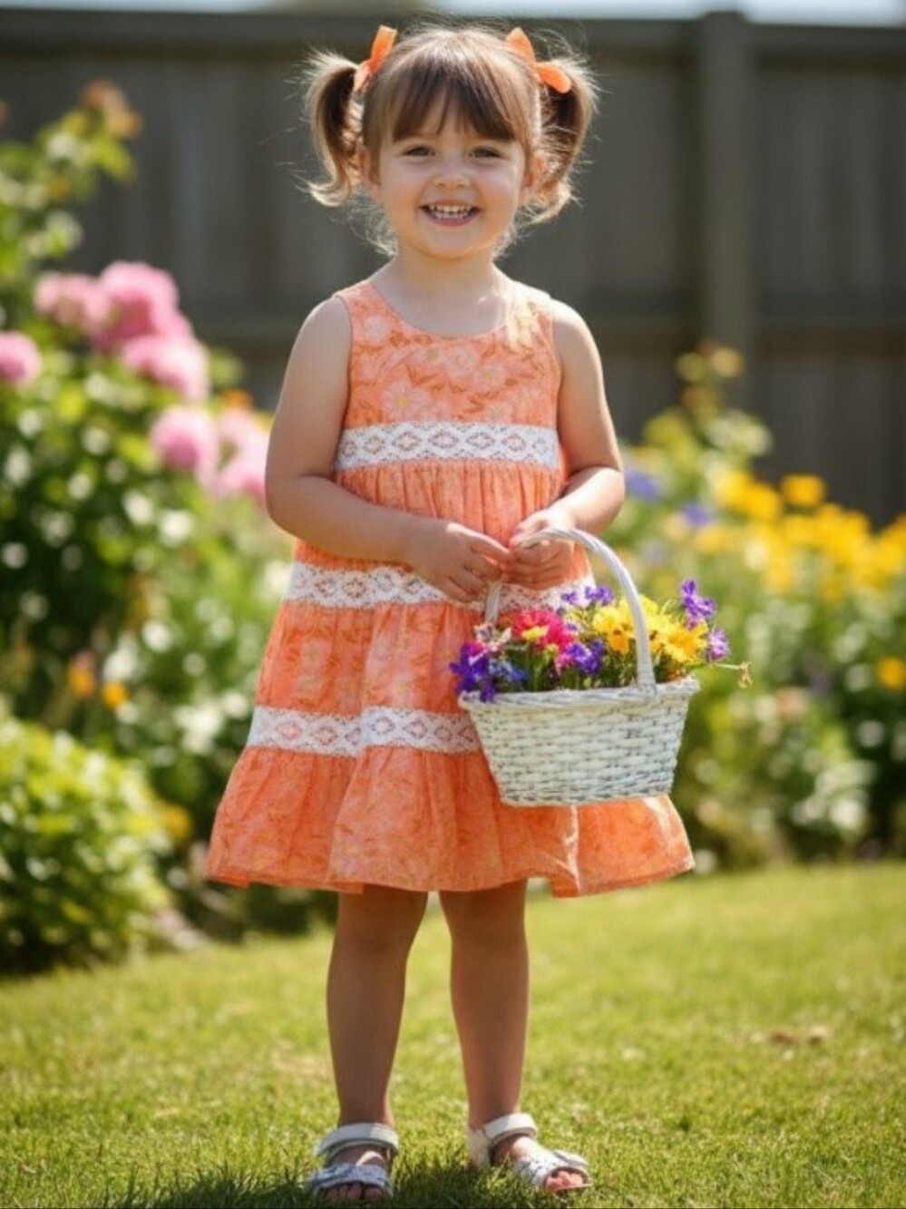 Joie Orange Floral Dress with Lace Accents Size 4